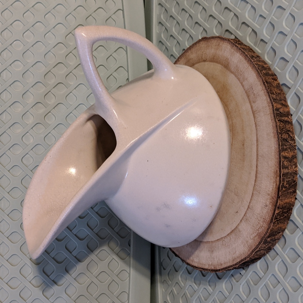 Vintage Monmouth Pottery Pitcher Vase Cream Art Deco USA